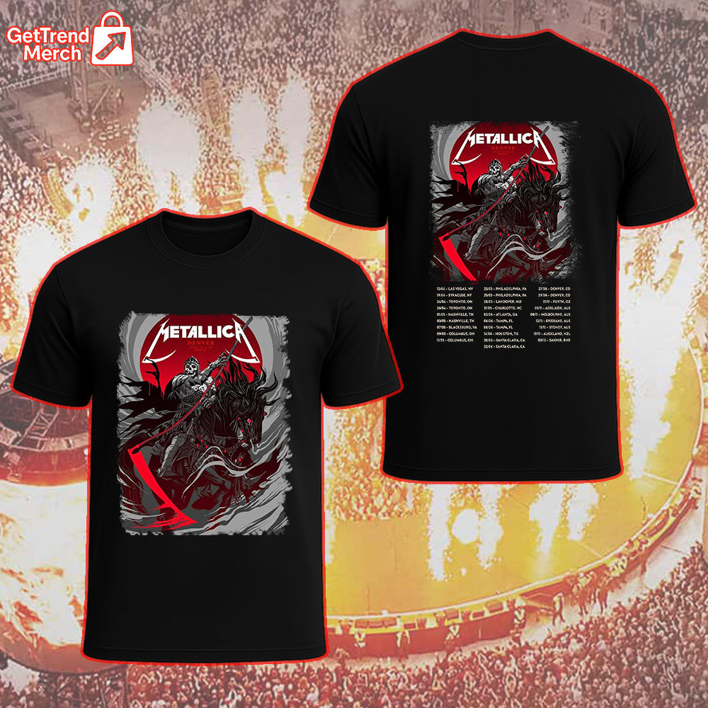 Metallica Concert Tour M72 World Tour June 27 & 29, 2025 Denver, CO Empower Field at Mile High Tonight In Denver Setlist Official T-Shirt by Becky Cloonan - Get Trend Merch